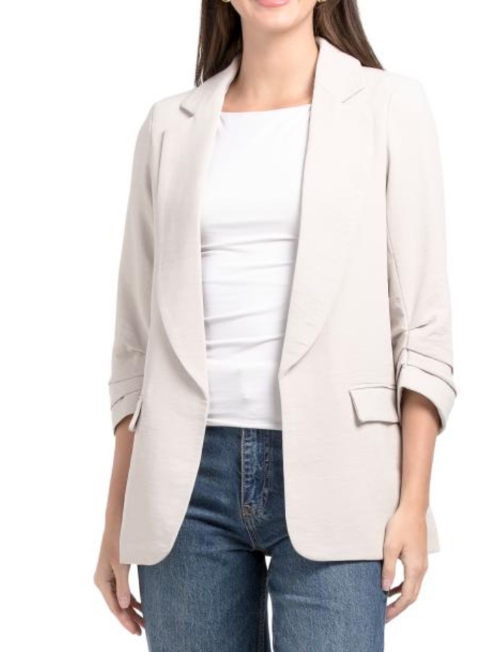 Rachel Zoe Light Beige Open-Front Blazer Jacket - Women's